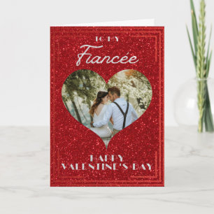 Fiancée Custom Photo Glitter Valentine Card