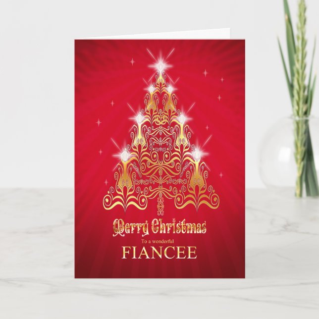 Fiancee, Stylised Christmas tree Christmas card (Front)