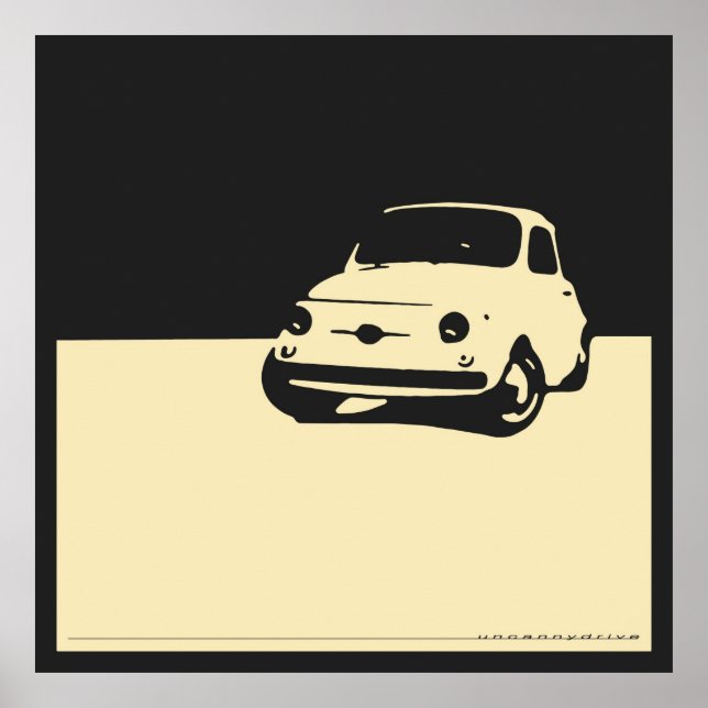 Fiat 500, 1959 - Cream on charcoal black Poster (Front)