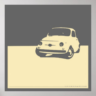 Fiat 500, 1959 - Cream on grey Poster