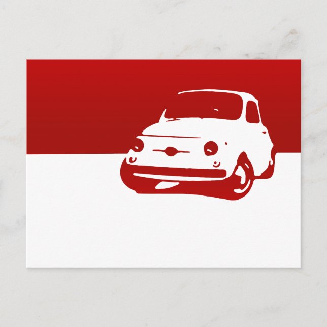 Fiat 500, 1959 - Red on light Postcard (Front)