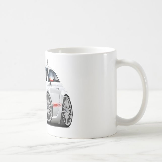 Fiat 500 Abarth White Car Coffee Mug (Right)