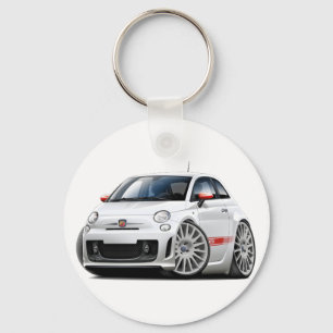Fiat 500 Abarth White Car Key Ring