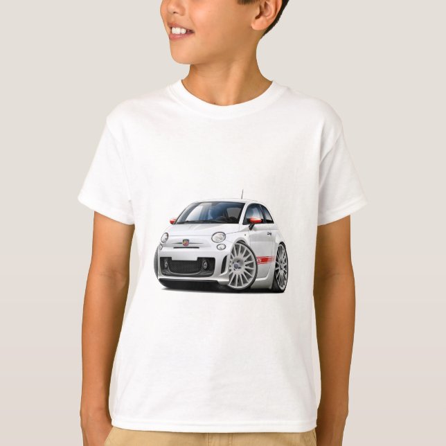 Fiat 500 Abarth White Car T-Shirt (Front)