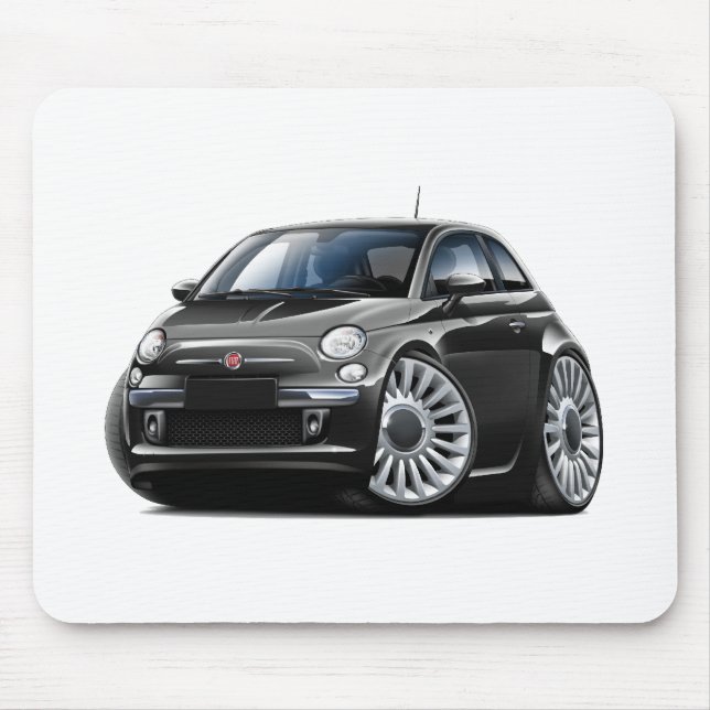 Fiat 500 Black Car Mouse Pad (Front)