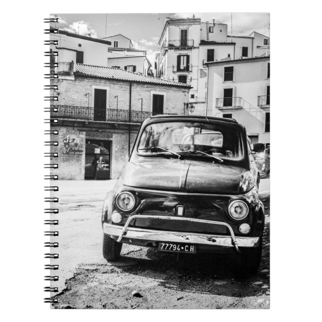 Fiat 500, cinquecento in Italy, classic car gift Notebook (Front)