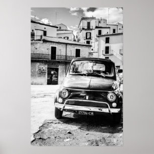 Fiat 500, cinquecento in Italy, classic car gift Poster