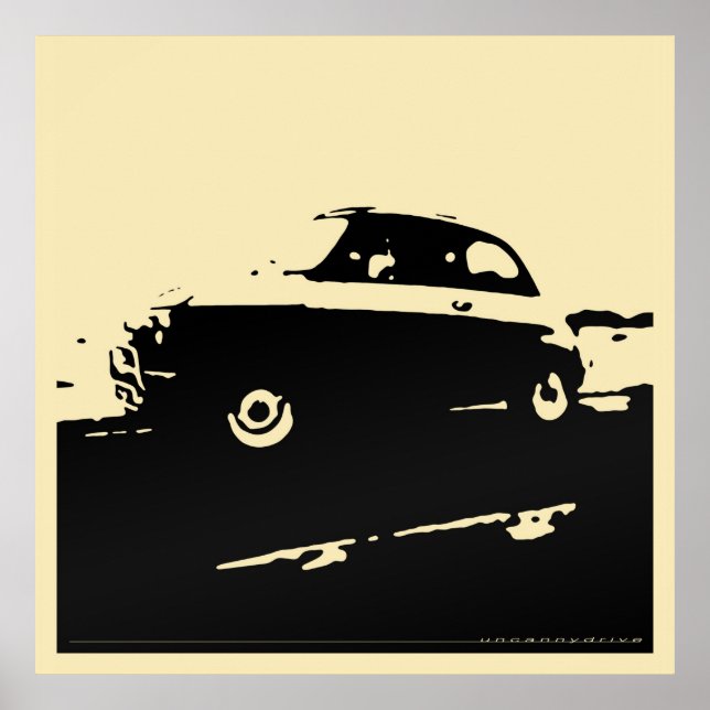 Fiat 500 classic - Black on light cream poster (Front)