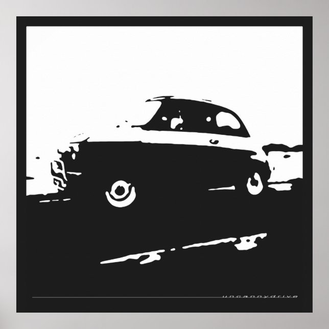 Fiat 500 classic - White on charcoal background Poster (Front)