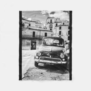 Fiat 500 in Italy Fleece Blanket, vintage car Blanket
