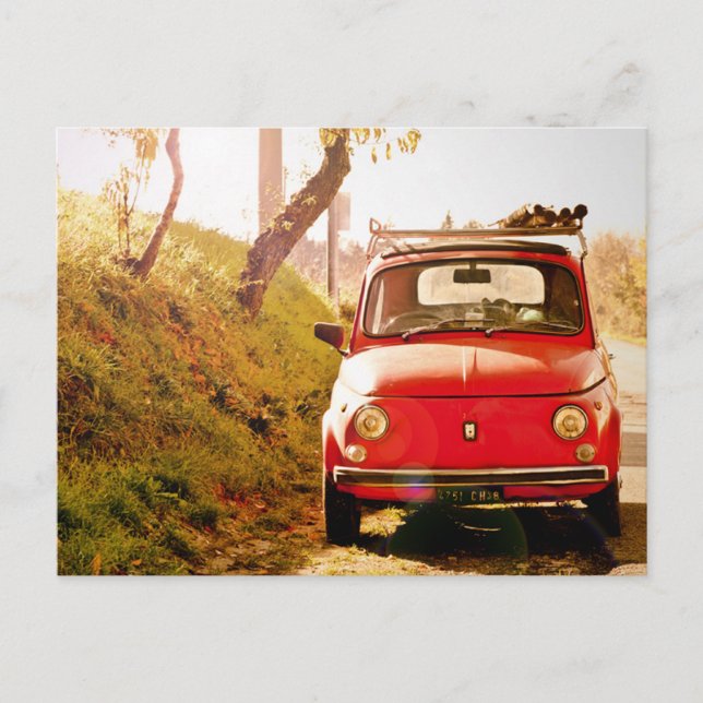 Fiat 500 in Italy Postcard (Front)