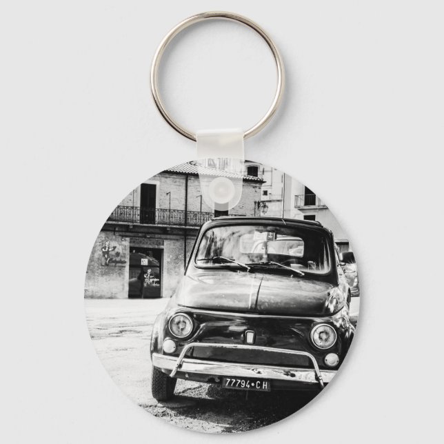 Fiat 500 in Italy retro travel gifts Key Ring (Front)