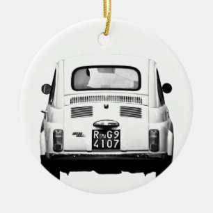 Fiat 500 in Rome, Italy. Ceramic Ornament
