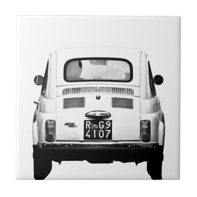 Fiat 500 in Rome, Italy. Ceramic Tile (Front)