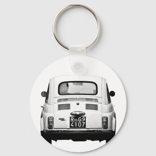 Fiat 500 in Rome, Italy. Key Ring (Front)