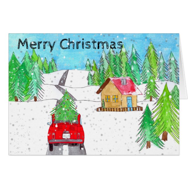 Fiat 500 in Snowy Forest Customisable  (Front Horizontal)