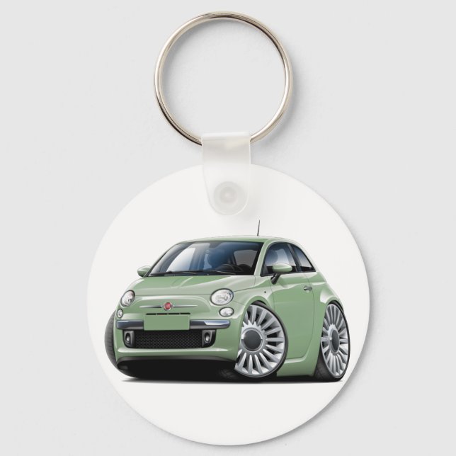Fiat 500 Lt Green Car Key Ring (Front)