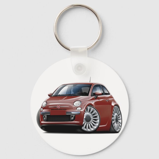 Fiat 500 Maroon Car Key Ring (Front)