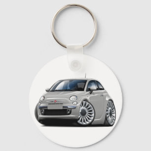 Fiat 500 Silver Car Key Ring