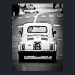 Fiat 500, vintage cinquecento, Rome Italy Poster<br><div class="desc">A poster print of a Fiat 500,  cinquecento,  that I shot last year in Rome,  A classic black and white image of a great vintage,  retro,  car. Great Italian design!</div>