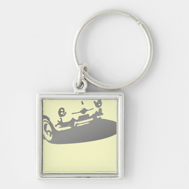 Fiat 600 Detail - Grey on light Key Ring (Front)