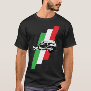 Fiat 600 Multipla script, illustration and flag T-Shirt