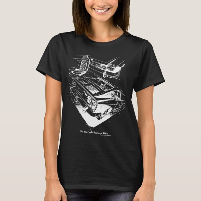 FIAT 850 white on black363 T-Shirt (Front)