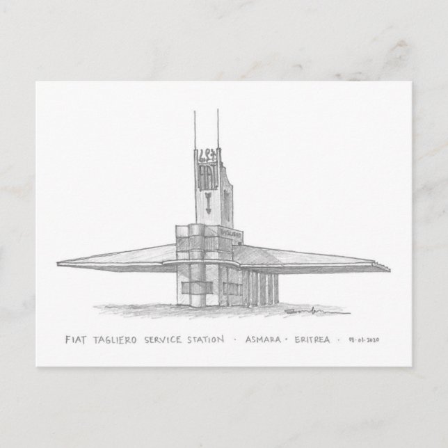 Fiat Tagliero Service Station, Asmara, Eritrea Postcard (Front)