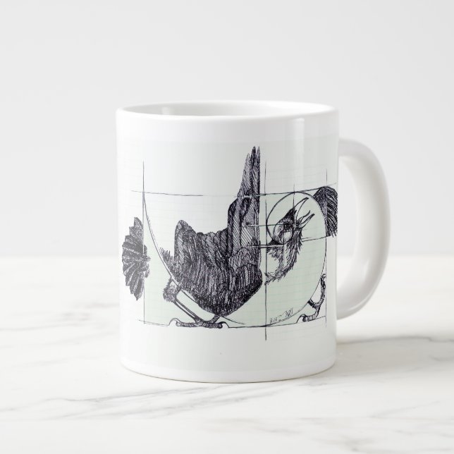 Fibonacci Corvid Left-Handed Jumbo Mug (Front Right)
