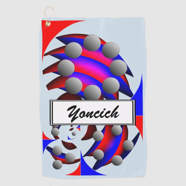 Fibonacci 'Fish' by Kenneth Yoncich Golf Towel (Front)