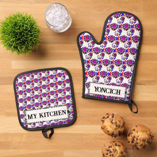 Fibonacci 'Fish' by Kenneth Yoncich Oven Mitt & Pot Holder Set (Top Down)