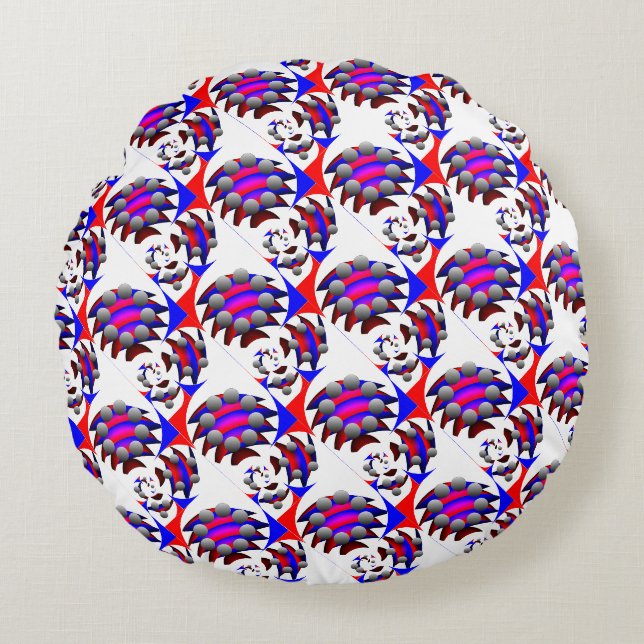 Fibonacci 'Fish' by Kenneth Yoncich Round Cushion (Front)