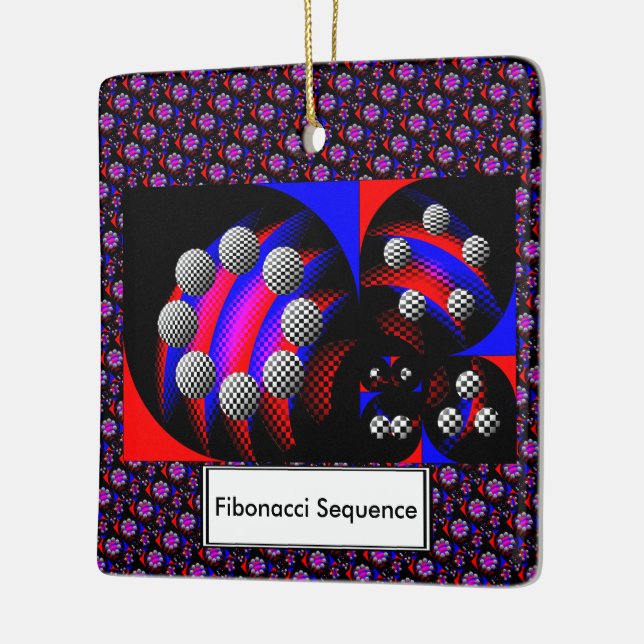 Fibonacci 'Fish Chequered Black' by Kenneth Yoncic Ceramic Tree Decoration (Left)