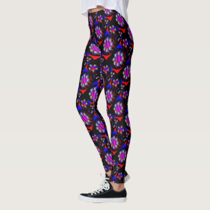 Fibonacci 'Fish Chequered Black' by Kenneth Yoncic Leggings