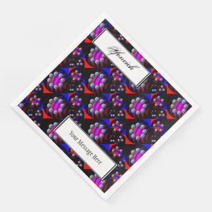 Fibonacci 'Fish Chequered Black' by Kenneth Yoncic Napkin