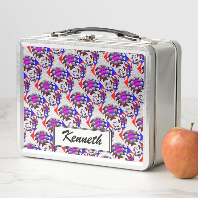 Fibonacci 'Fish Chequered' by Kenneth Yoncich Metal Lunch Box (In Situ)