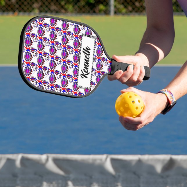 Fibonacci 'Fish Chequered' by Kenneth Yoncich Pickleball Paddle (Insitu)