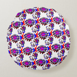 Fibonacci 'Fish Chequered' by Kenneth Yoncich Round Cushion