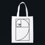 Fibonacci golden ratio - unique mathematical art reusable grocery bag<br><div class="desc">This elegant,  modern design features Fibonacci's golden ratio. Use this contemporary,  artistic line drawing to impress your friends,  whether they be mathematicians or graphic designers!</div>
