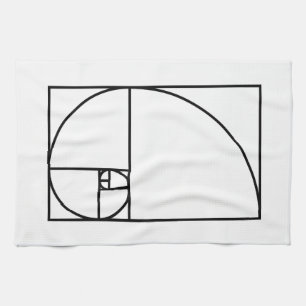 Fibonacci golden ratio - unique mathematical art tea towel