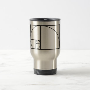 Fibonacci golden ratio - unique mathematical art travel mug