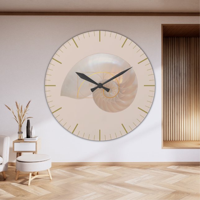 Fibonacci Golden Ration Sacred Geometry Art Large  Large Clock (Creator Uploaded)