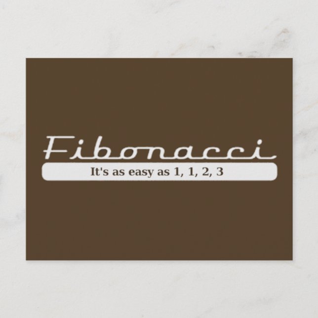 fibonacci... It's as easy as 1, 1, 2, 3 Postcard (Front)