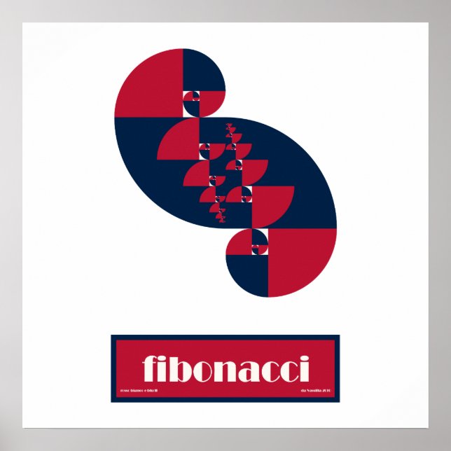 Fibonacci Red White and Blue II Large Poster (Front)
