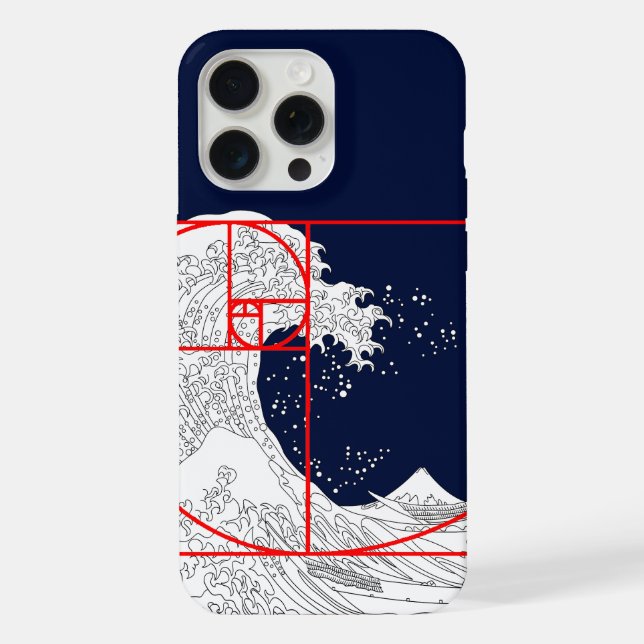 Fibonacci Sequence and The Great Wave iPhone Case (Back)