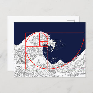 Fibonacci Sequence and The Great Wave Postcard