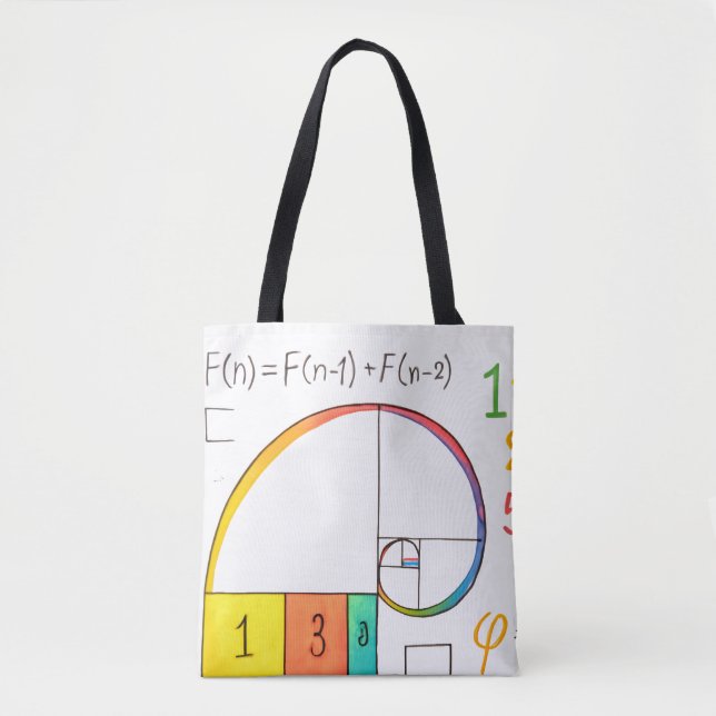 Fibonacci Sequence & Golden Ratio Math Tote Bag (Front)