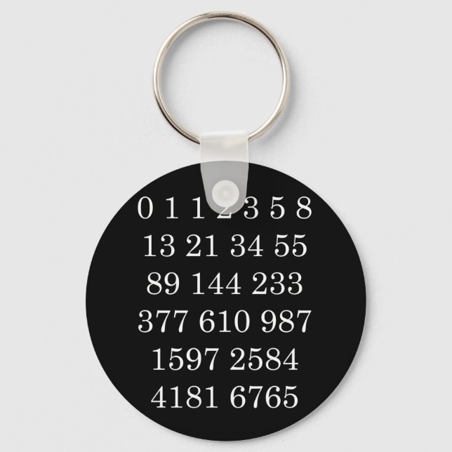 Fibonacci sequence numbers key-chain Math Geek Key Ring (Front)