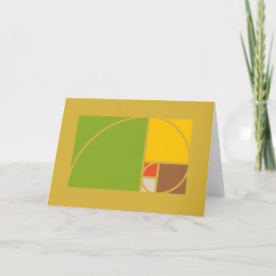 Fibonacci spiral and golden ratio rectangles thank you card