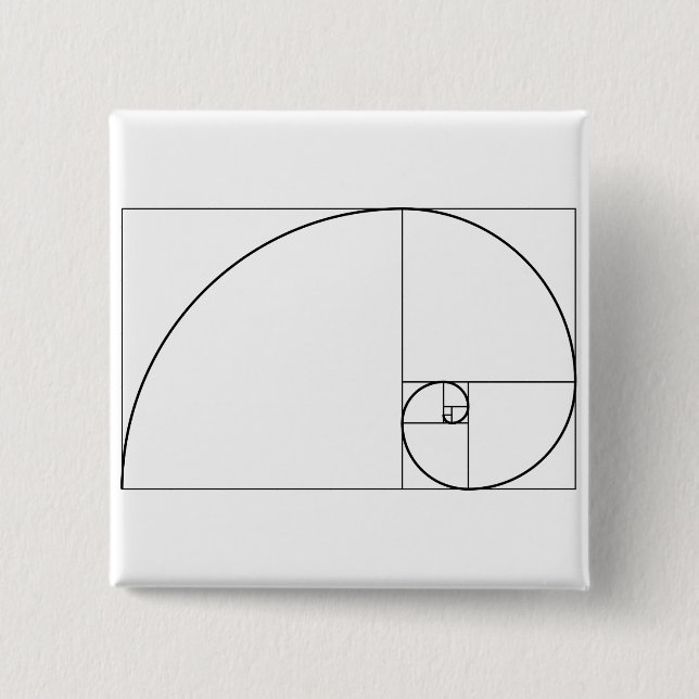 Fibonacci Spiral Golden Ratio 15 Cm Square Badge (Front)